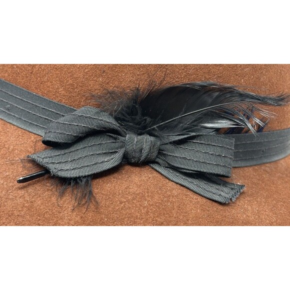 Goorin Bros Fancy Wool Hat Women’s Large Brown Felt Feather 1920s Classic City main image 10